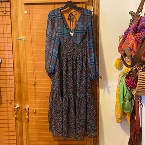 NWT Topshop Floral and Plaid Dress